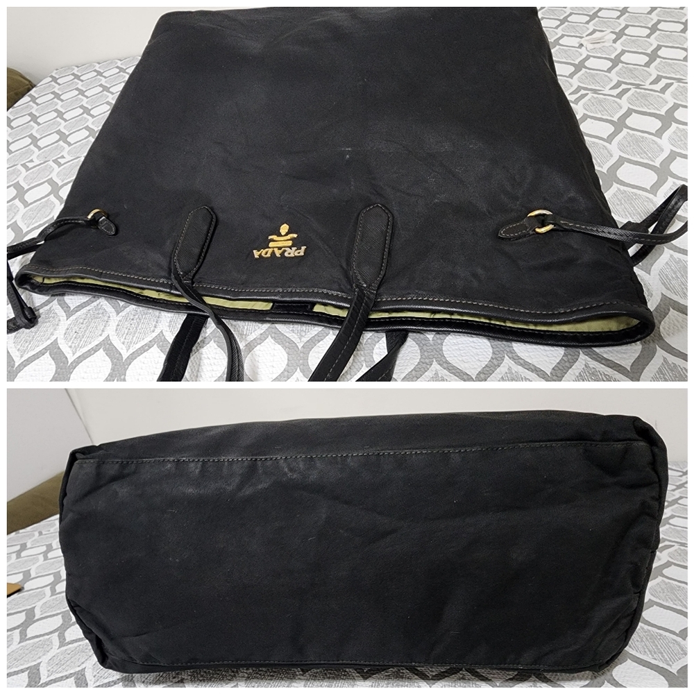 Prada Saffiano Trimmed Tessuto Tote Bag Black - Picture 9 of 14